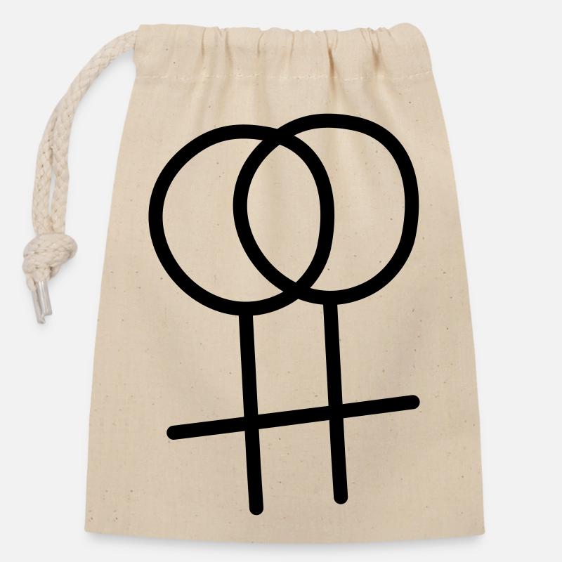 Lesbienne 1 - Sac cadeau en coton avec cordon (14 x 20 cm) - nature