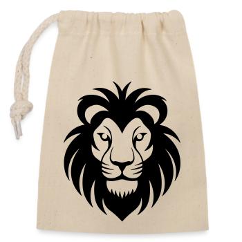 Felin jungle lion's head - Closable cotton gift bag (14x20cm) - nature - Front