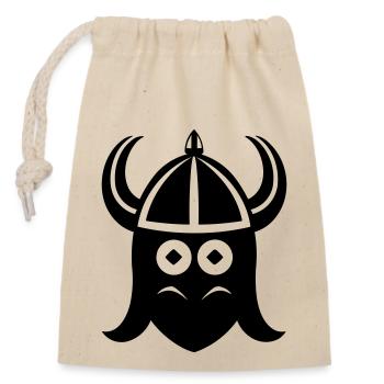 Wikingerhelm Krieger - Verschließbarer Geschenkbeutel aus Baumwolle (14x20cm) - Natur - Vorne