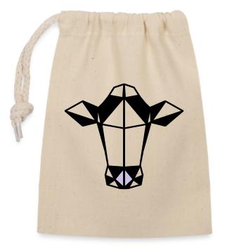 Low Poly Cow - Closable cotton gift bag (14x20cm) - nature - Front