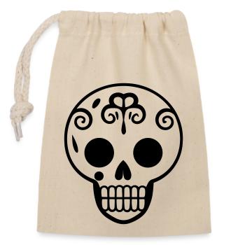 Mexican skull and crossbones - Closable cotton gift bag (14x20cm) - nature - Front