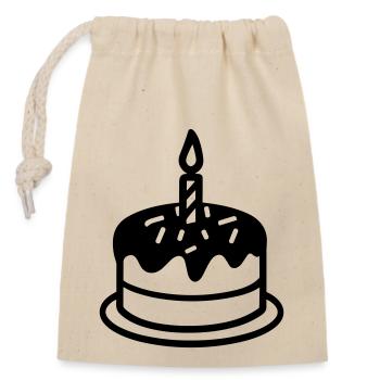 Birthday cake - Closable cotton gift bag (14x20cm) - nature - Front