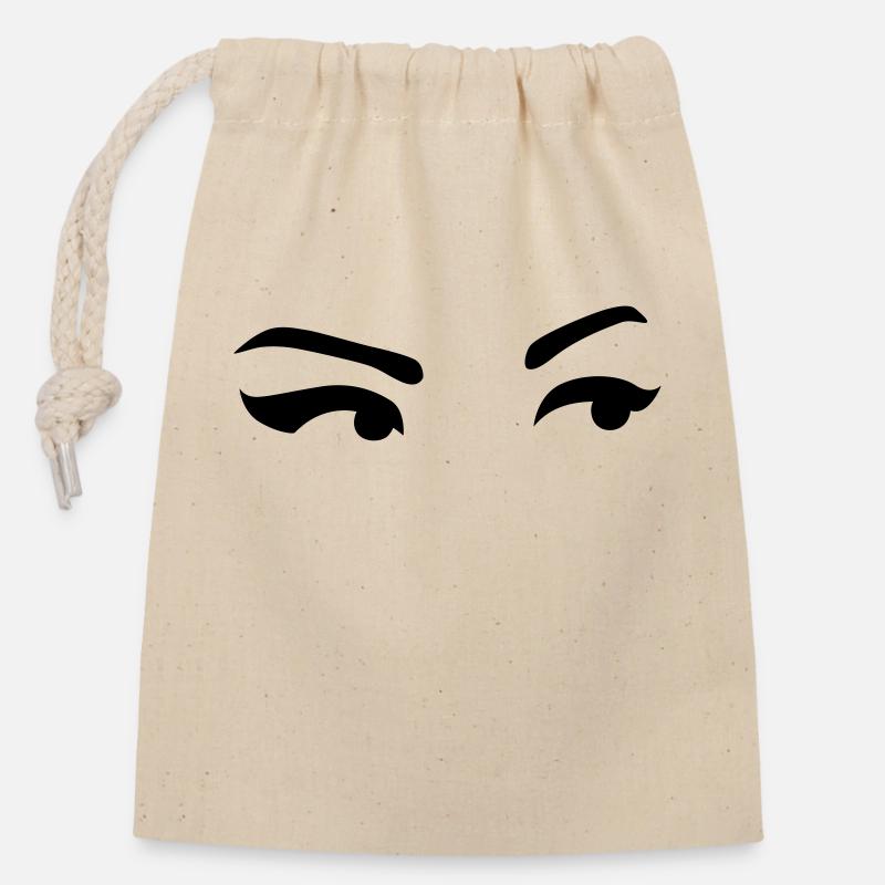 eyes - Closable cotton gift bag (14x20cm) - nature