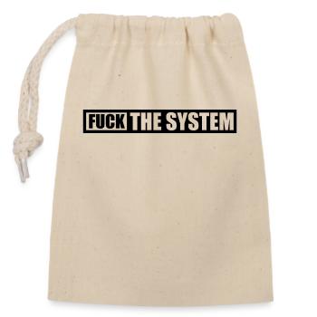Logo fuck the system - Verschließbarer Geschenkbeutel aus Baumwolle (14x20cm) - Natur - Vorne