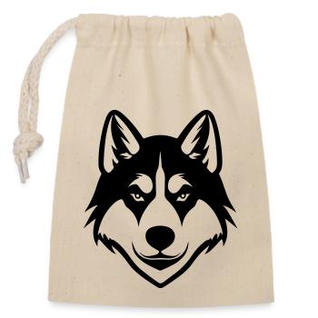 Husky Dog Head - Closable cotton gift bag (14x20cm) - nature - Front