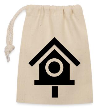Bird House - Closable cotton gift bag (14x20cm) - nature - Front