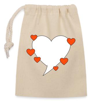 Speech bubble with hearts - Closable cotton gift bag (14x20cm) - nature - Front