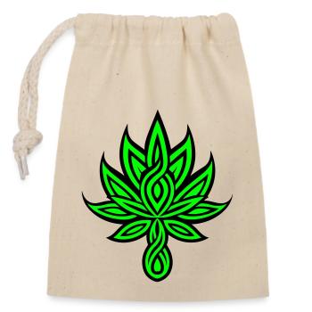 Feuille de chanvre Tribal tatouage Weed chanvre - Sac cadeau en coton avec cordon (14 x 20 cm) - nature - Devant