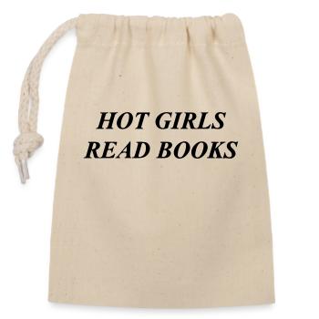 hot girls reading books - Closable cotton gift bag (14x20cm) - nature - Front
