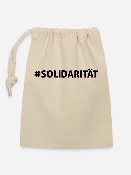 #SOLIDARITÄT - Verschließbarer Geschenkbeutel aus Baumwolle (14x20cm) - Natur