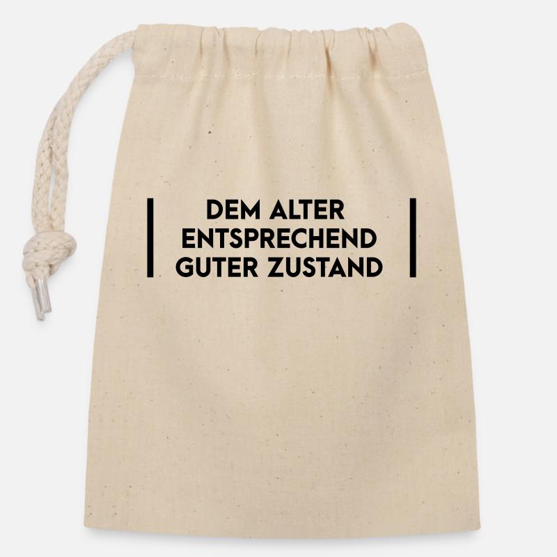 According to age - Closable cotton gift bag (14x20cm) - nature