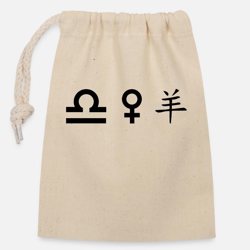 Libra Venus Sheep - Closable cotton gift bag (14x20cm) - nature