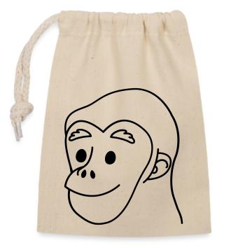 chimp smiling face - Closable cotton gift bag (14x20cm) - nature - Front