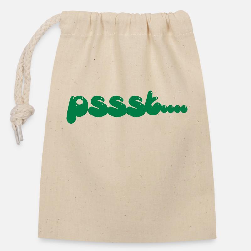 Pssst.... - Closable cotton gift bag (14x20cm) - nature