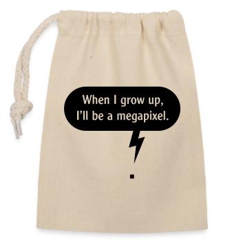 When I Grow Up, I’ll Be A Megapixel. (Pixel / B) - Verschließbarer Geschenkbeutel aus Baumwolle (14x20cm) - Natur - Vorne
