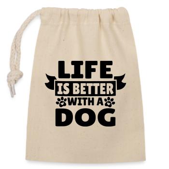 Life is better with a dog - Closable cotton gift bag (14x20cm) - nature - Front