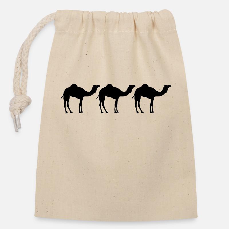 Kamele Karawane Wüste Drei Schwarz Cool Silhouette - Verschließbarer Geschenkbeutel aus Baumwolle (14x20cm) - Natur