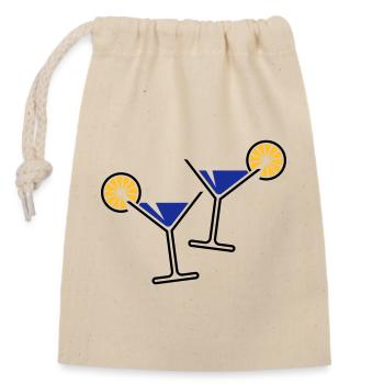 2 Cocktailgläser / Cocktail / Martini + (Blau) - Verschließbarer Geschenkbeutel aus Baumwolle (14x20cm) - Natur - Vorne