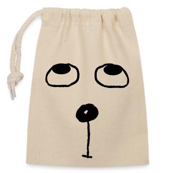 Funny cat face - Closable cotton gift bag (14x20cm) - nature - Front