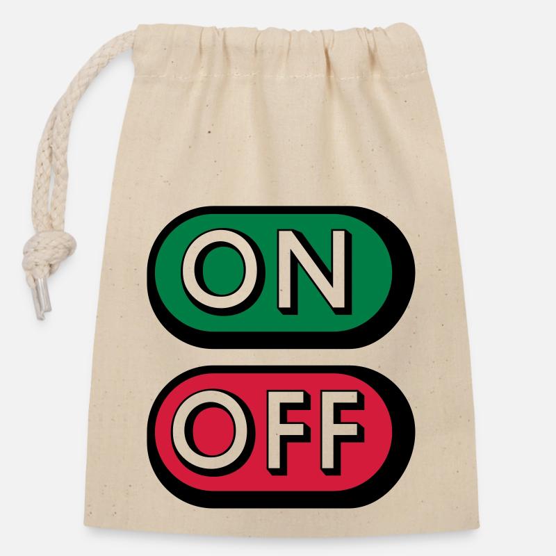 On Off Buttons - Verschließbarer Geschenkbeutel aus Baumwolle (14x20cm) - Natur