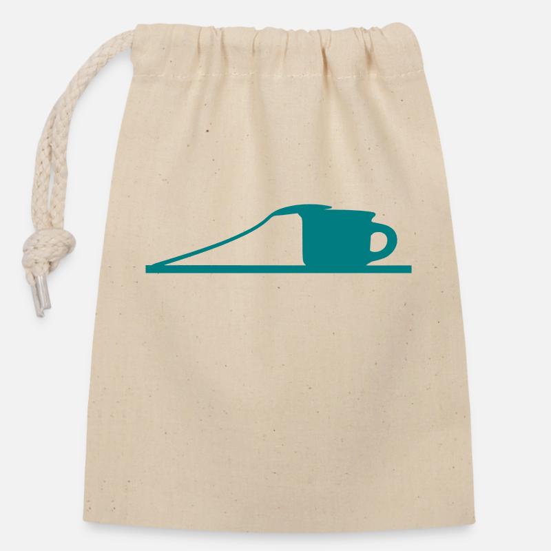 Spoon resting on cup - vector - Closable cotton gift bag (14x20cm) - nature