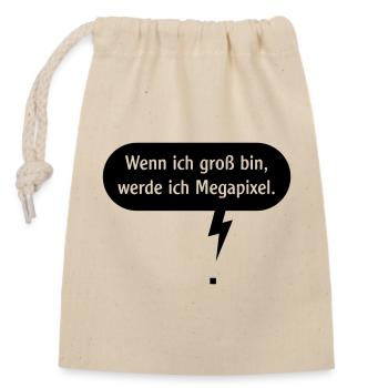 Wenn Ich Groß Bin, Werde Ich Megapixel. (Pixel, B) - Verschließbarer Geschenkbeutel aus Baumwolle (14x20cm) - Natur - Vorne