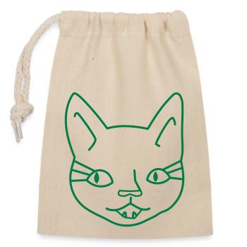 visage de fille chat - Sac cadeau en coton avec cordon (14 x 20 cm) - nature - Devant
