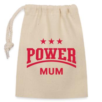Power Mum (Mama, Mami, Mutter, Muttertag / Red) - Verschließbarer Geschenkbeutel aus Baumwolle (14x20cm) - Natur - Vorne