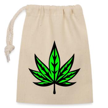 Hanfblatt Hanf Symbol Weed Cannabis - Verschließbarer Geschenkbeutel aus Baumwolle (14x20cm) - Natur - Vorne