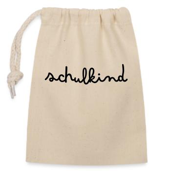 Schulkind - Verschließbarer Geschenkbeutel aus Baumwolle (14x20cm) - Natur - Vorne