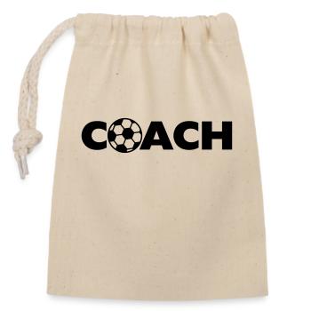 Soccer Ball Coach Logo Design - Closable cotton gift bag (14x20cm) - nature - Front
