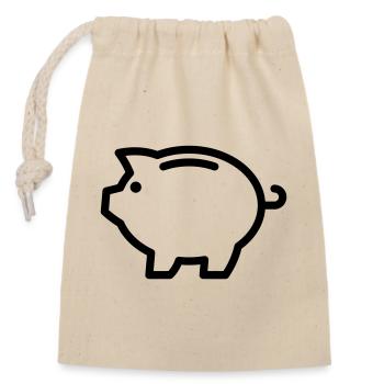 Piggy bank, saver - Closable cotton gift bag (14x20cm) - nature - Front