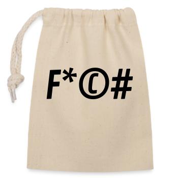 FCK lettering - Closable cotton gift bag (14x20cm) - nature - Front