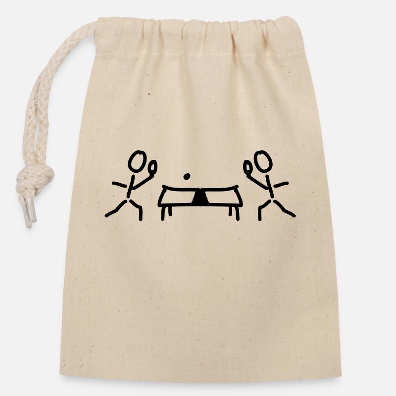 Table de ping-pong et raquettes - Sac cadeau en coton avec cordon (14 x 20 cm) - nature