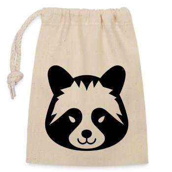 Panda Head - Closable cotton gift bag (14x20cm) - nature - Front