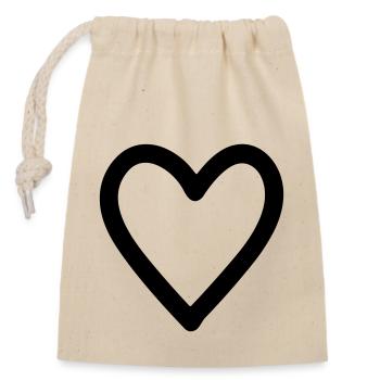 heart - Closable cotton gift bag (14x20cm) - nature - Front