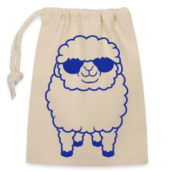 Schaf Sonnenbrille Party Schäfchen Lamm Süß Cool - Verschließbarer Geschenkbeutel aus Baumwolle (14x20cm) - Natur - Vorne