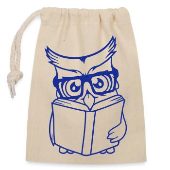 Owl Nerd Geek Book Reading Bird Eagle Owl Glasses Smart - Closable cotton gift bag (14x20cm) - nature - Front