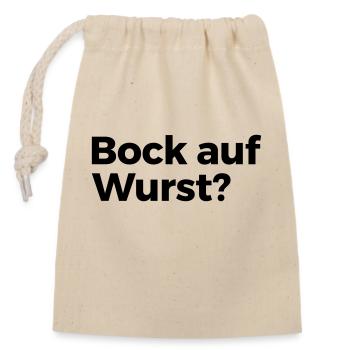 Bock auf Wurst - Verschließbarer Geschenkbeutel aus Baumwolle (14x20cm) - Natur - Vorne