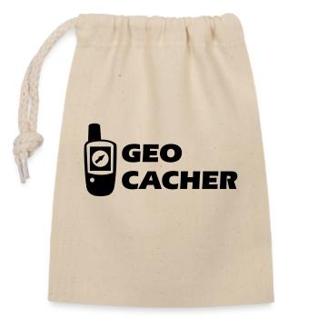 Geocaching GPS Geocacher - Verschließbarer Geschenkbeutel aus Baumwolle (14x20cm) - Natur - Vorne
