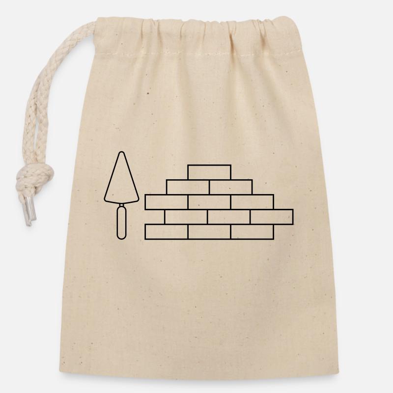 Maçon - Sac cadeau en coton avec cordon (14 x 20 cm) - nature