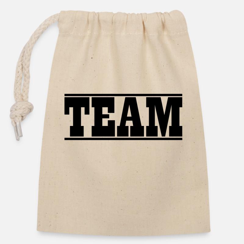 Conception d'équipe - Sac cadeau en coton avec cordon (14 x 20 cm) - nature