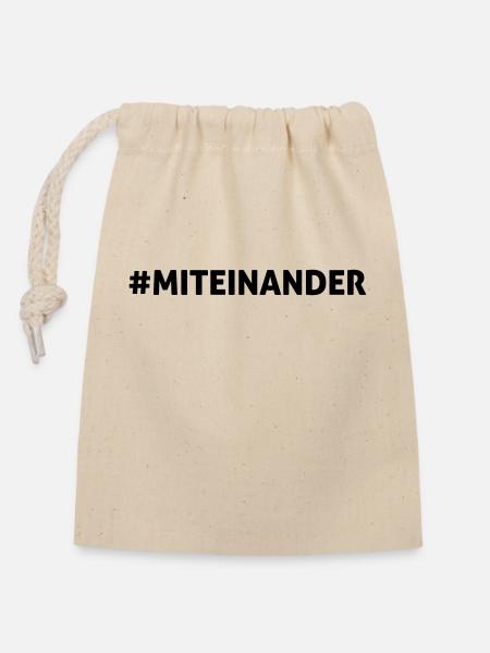 #Miteinander - Verschließbarer Geschenkbeutel aus Baumwolle (14x20cm) - Natur