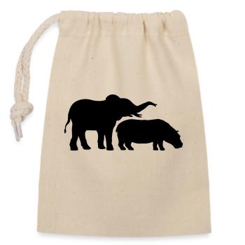 Nilpferd Elefant Dickhäuter Team - Verschließbarer Geschenkbeutel aus Baumwolle (14x20cm) - Natur - Vorne