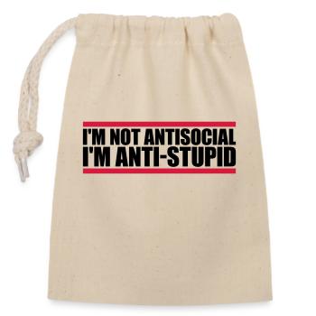 not antisocial anti stupid - Closable cotton gift bag (14x20cm) - nature - Front