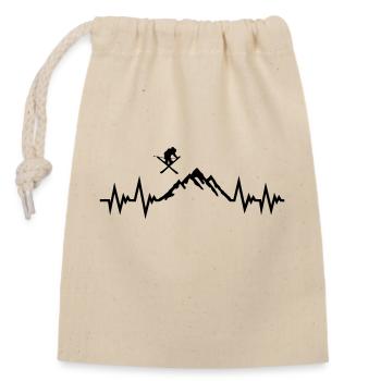 Ski, Ski, En montagne, Rythme cardiaque, Pouls du skieur - Sac cadeau en coton avec cordon (14 x 20 cm) - nature - Devant