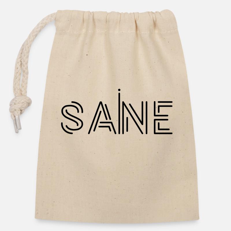 Conception de logo de texte « sain », texte imprimable, déclaration - Sac cadeau en coton avec cordon (14 x 20 cm) - nature