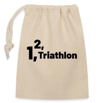 1 2 Triathlon - Verschließbarer Geschenkbeutel aus Baumwolle (14x20cm) - Natur - Vorne