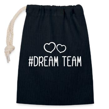 Dream Team Heart Love - Sac cadeau en coton avec cordon (14 x 20 cm) - bleu marine - Devant