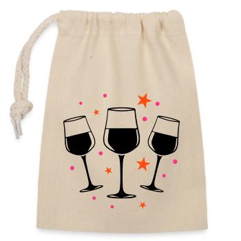 Wine Glass Red Wine Symbol - Closable cotton gift bag (14x20cm) - nature - Front
